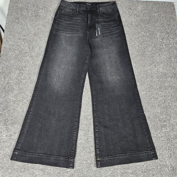 DRIFTWOOD Denim - Driftwood Martha Jeans Women's 31 Black Wide Leg High Rise Denim Boho Chic